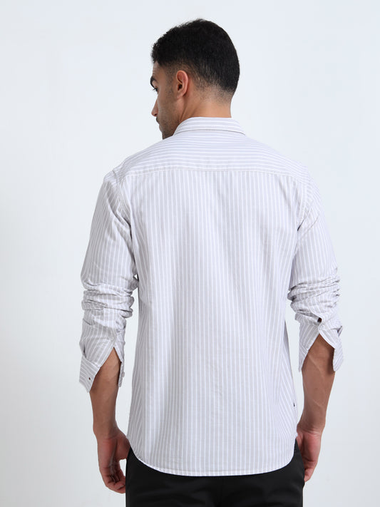 YARN DYED OXFORD GRAY STRIPED SHIRT