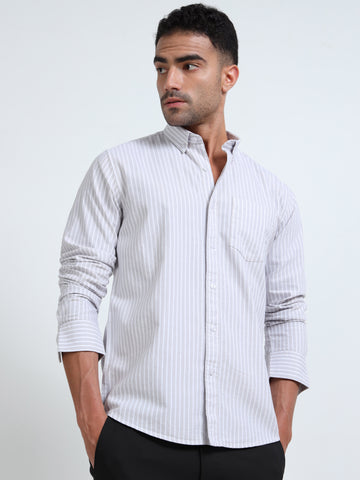 YARN DYED OXFORD GRAY STRIPED SHIRT