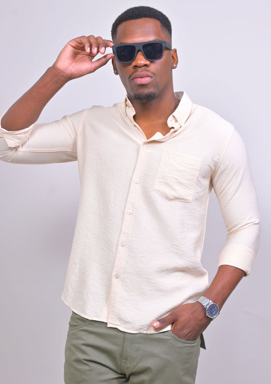 BIEGE COLORED IMPORTED PLAIN CASUAL SHIRT