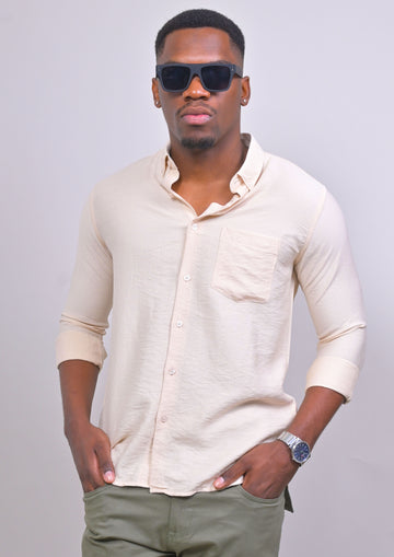 BIEGE COLORED IMPORTED PLAIN CASUAL SHIRT