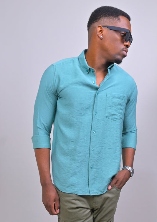 LIGHT GREEN IMPORTED PLAIN CASUAL SHIRT
