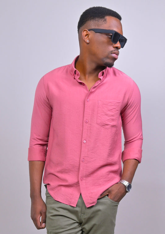 PEACH COLORED IMPORTED PLAIN CASUAL SHIRT