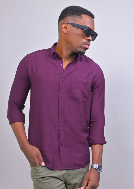 PURPLE COLORED IMPORTED PLAIN CASUAL SHIRT