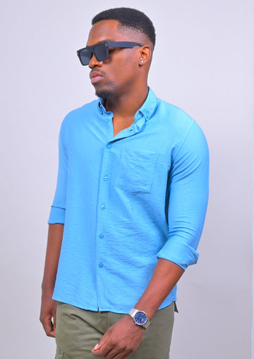 LIGHT BLUE  IMPORTED PLAIN CASUAL SHIRT