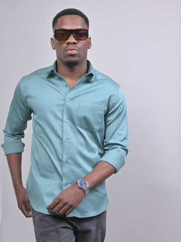 SATIN LYCRA SOLID SHIRT