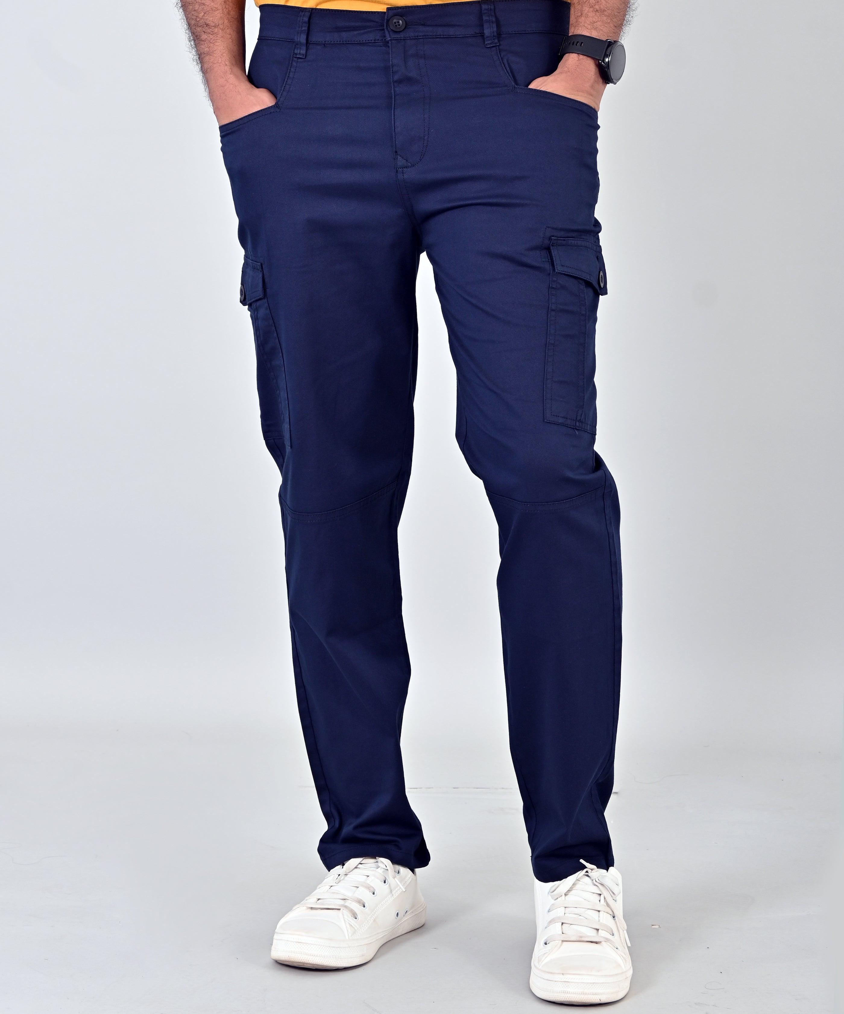Buy online Men's Navy Blue Flat Front Cargo Trousers from Bottom Wear for  Men by Thomas Scott for ₹989 at 75% off | 2024 Limeroad.com
