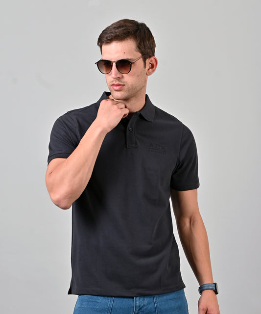 Dark Grey Short Sleeve Polo T-Shirt