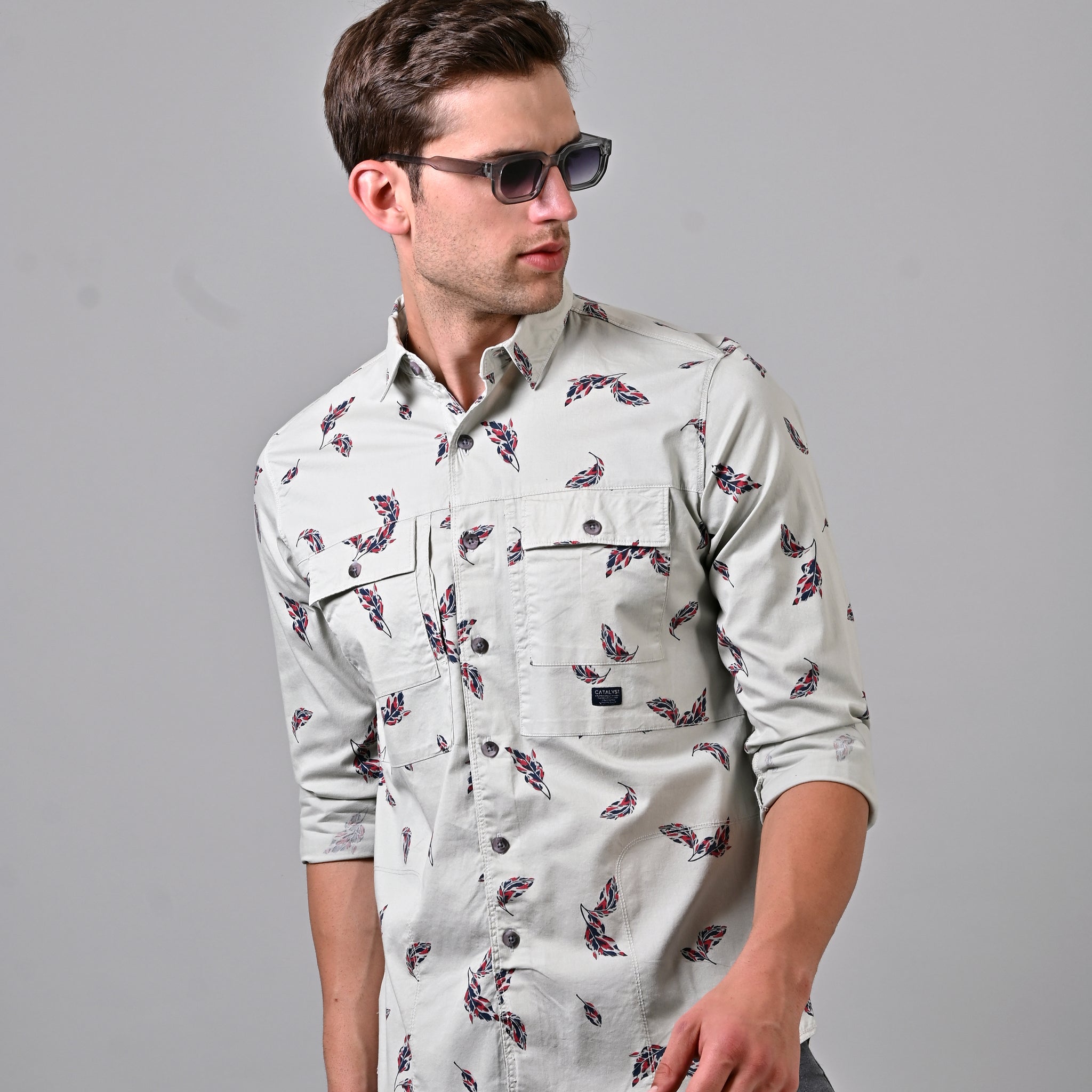 Light Grey Over Dyed Printed Shirt Pending