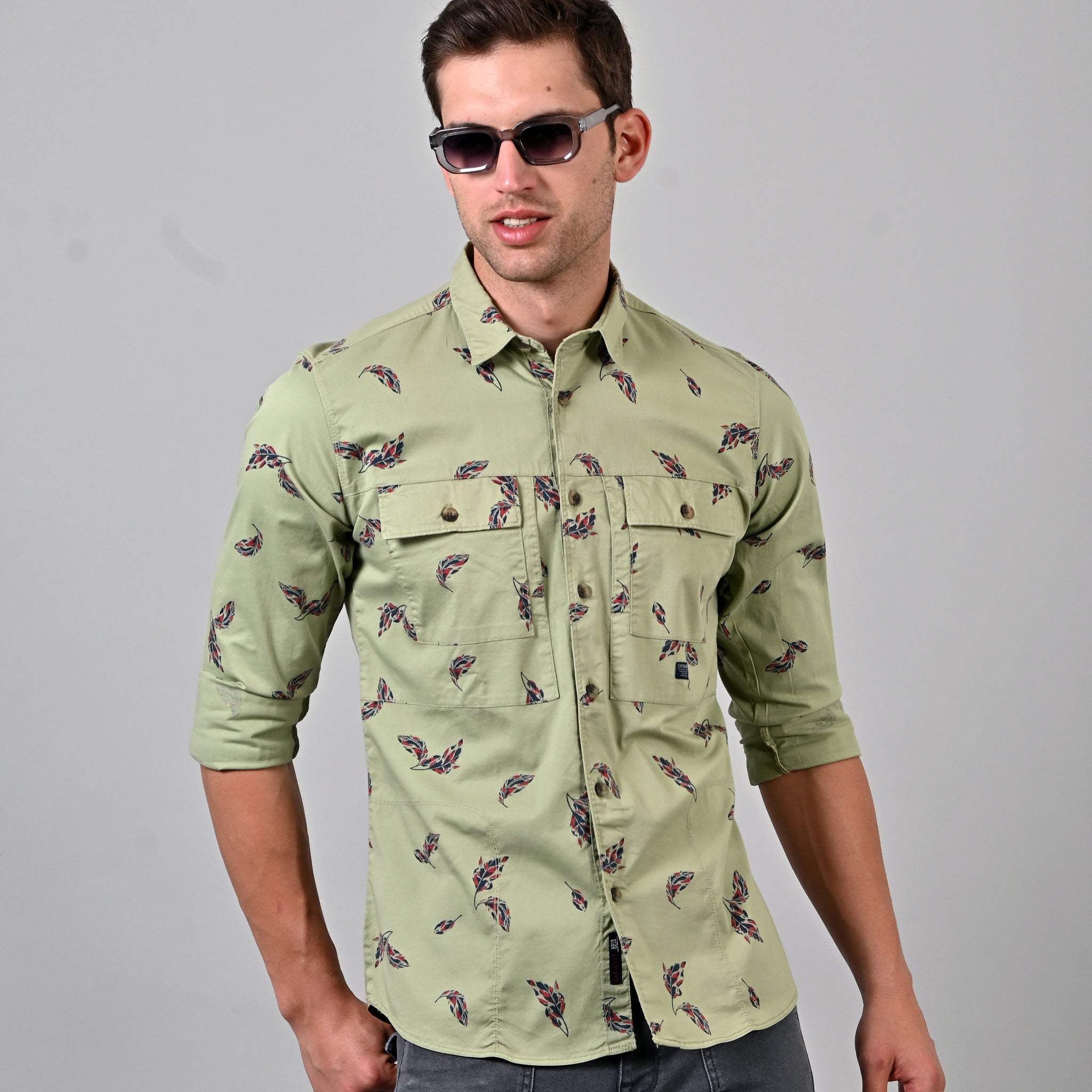 Green Over Dyed Printed Shirt Pending
