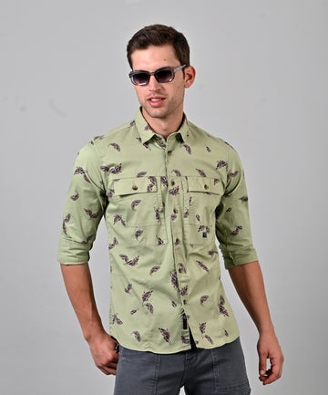 Green Over Dyed Printed Shirt Pending