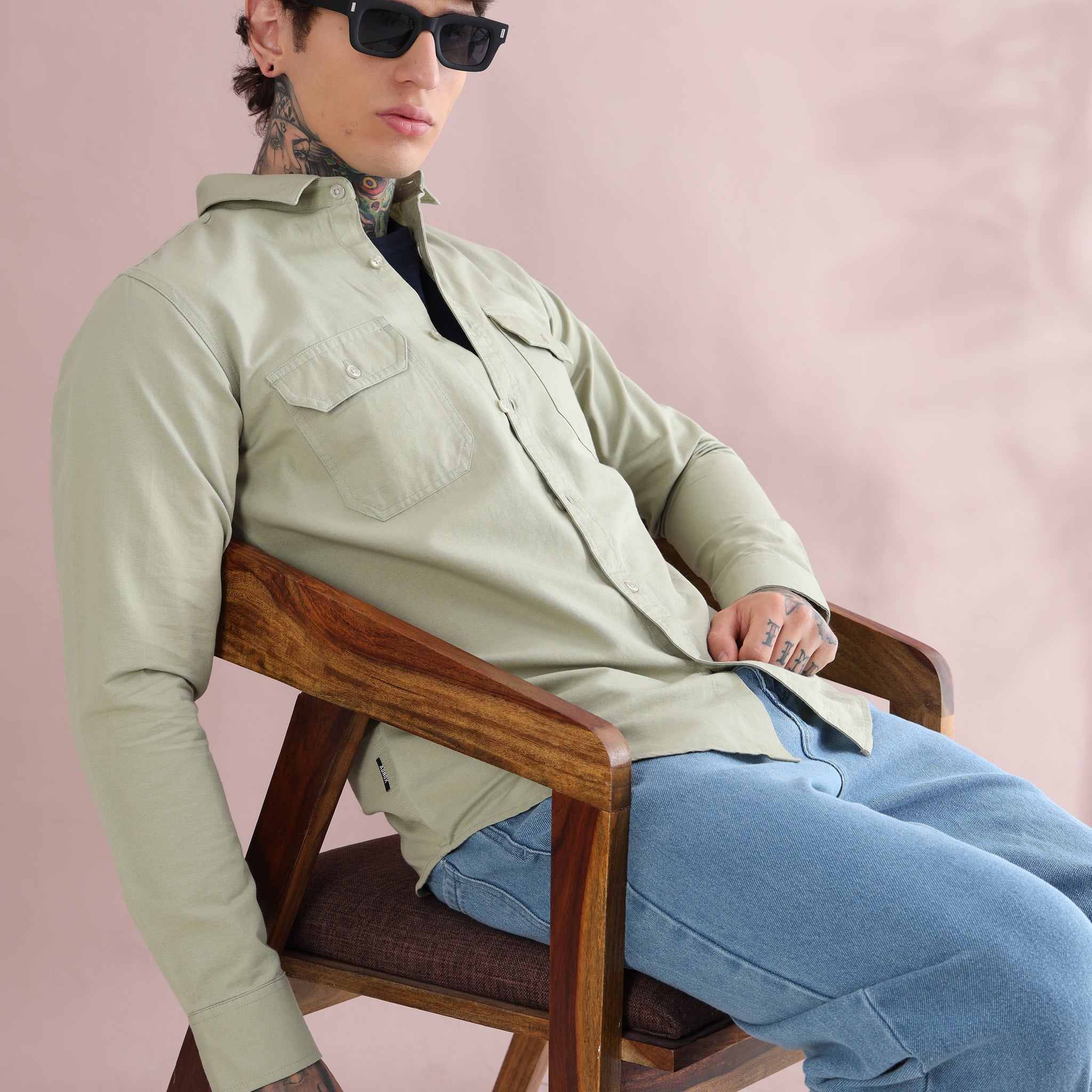 DOBBY BEIGE PLAIN  SHIRT