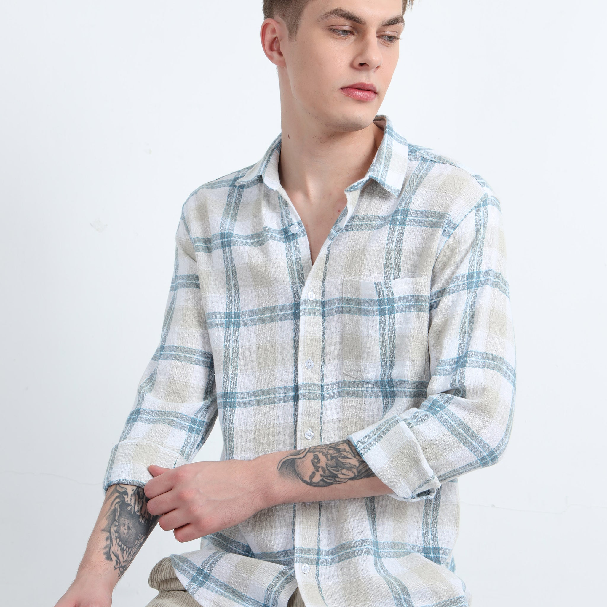 DOBBY CHECKERED FULL SLEEVE SHIRT