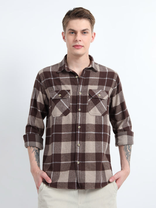 BRUSHED DOBBY DOUBLE POCKET SHIRT