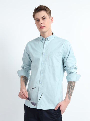 OXFORD PLAIN LYCRA LIGHT BLUE SHIRT