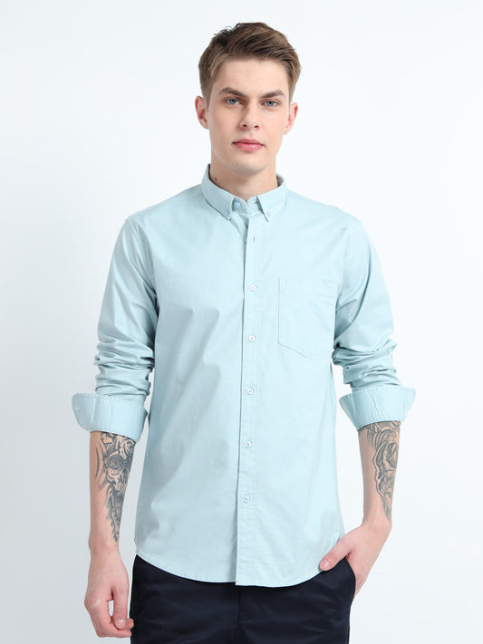 OXFORD PLAIN LYCRA LIGHT BLUE SHIRT