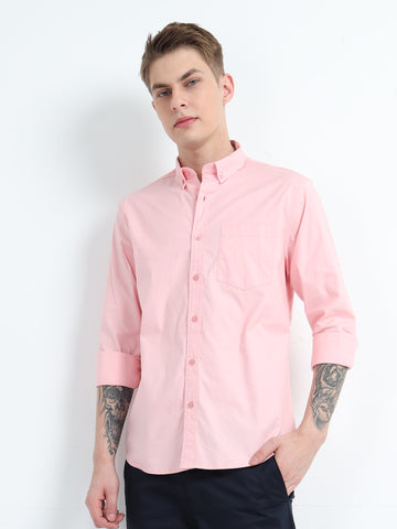 OXFORD PLAIN LYCRA PINK SHIRT