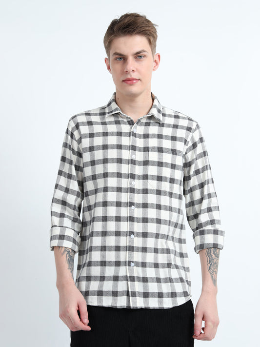 DOBBY CHECKERED SINGLE POCKET SHIRT