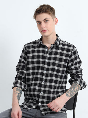 DOBBY CHECKERED SINGLE POCKET SHIRT