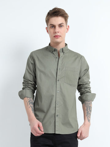 OXFORD PLAIN LYCRA  LIGHT GREEN SHIRT