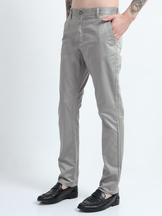 STRETCH LIGHT GREY COTTON PANT