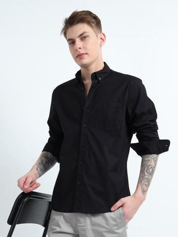 OXFORD LYCRA PLAIN FULL SLEEVE SHIRT