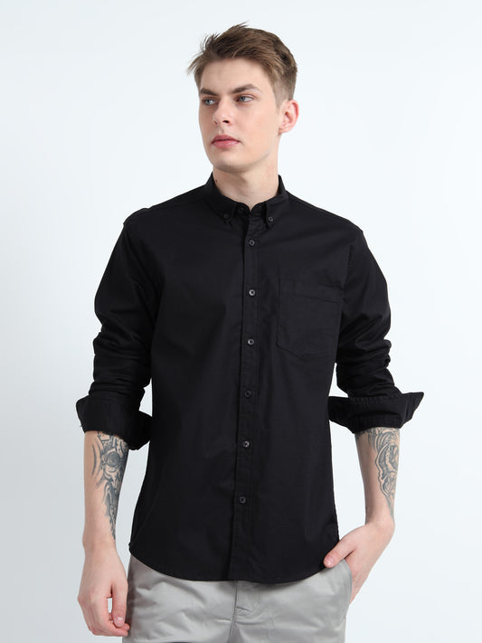 OXFORD LYCRA PLAIN FULL SLEEVE SHIRT