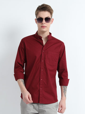 OXFORD LYCRA PLAIN FULL SLEEVE SHIRT