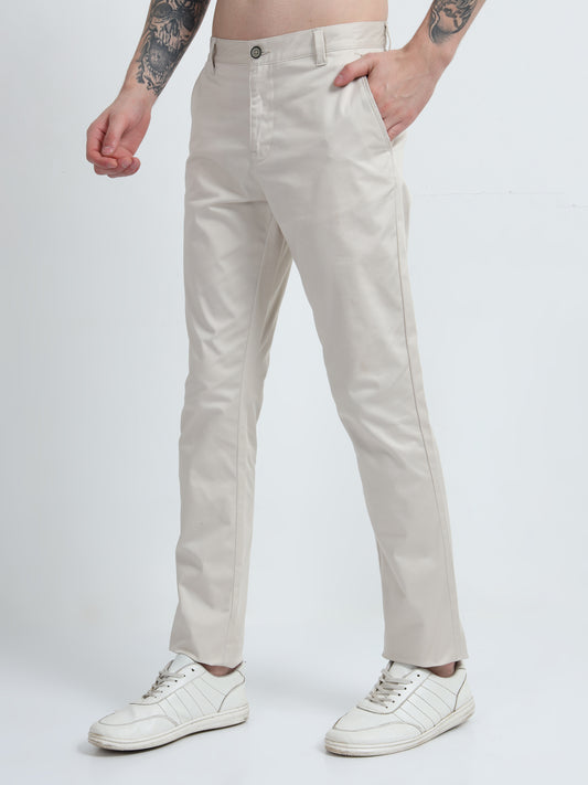 STRETCH BIEGE COLOUR COTTON PANT