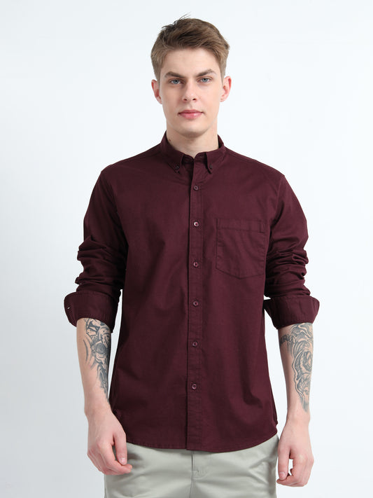 OXFORD PLAIN LYCRA MAROON COLOUR SHIRT