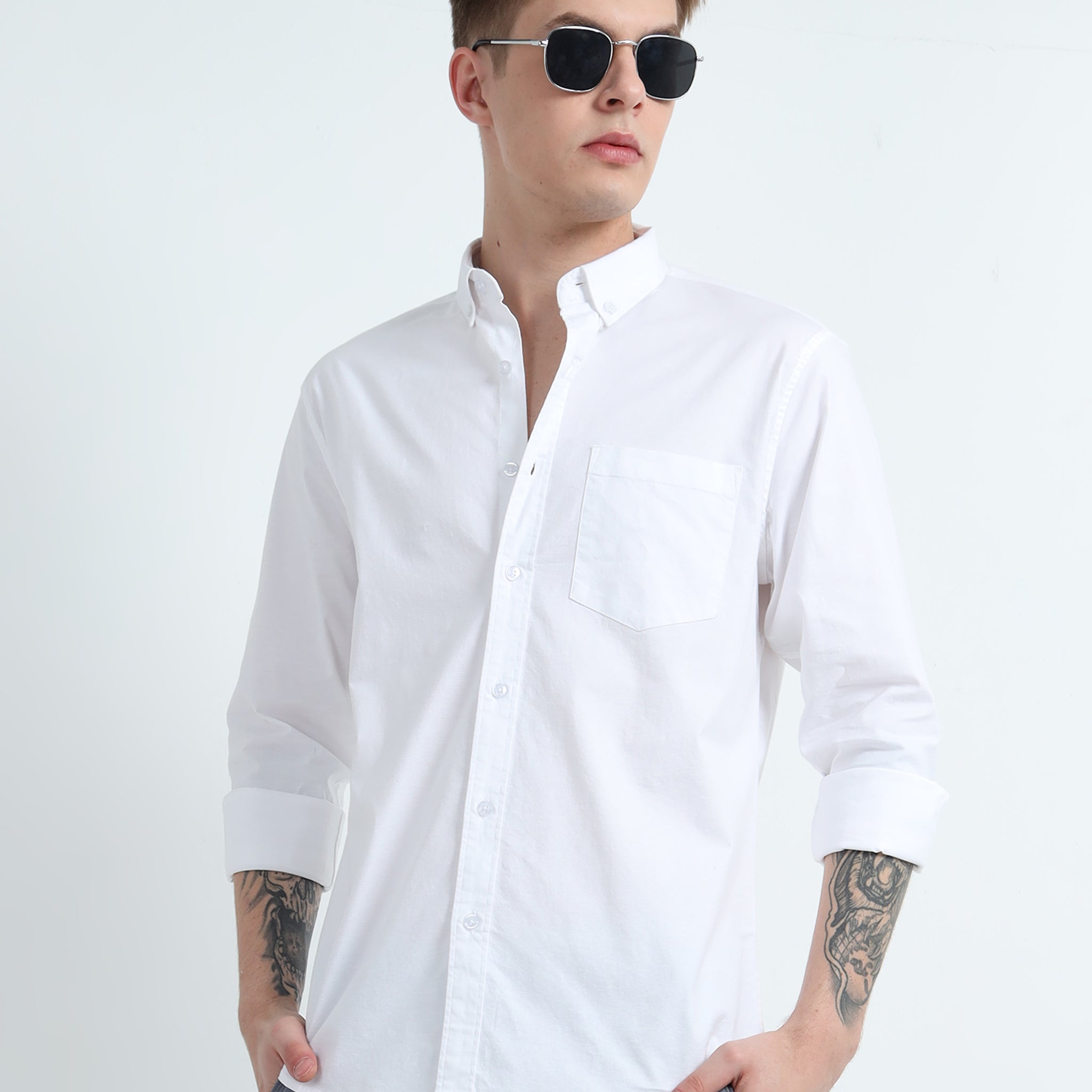 OXFORD PLAIN LYCRA WHITE SHIRT