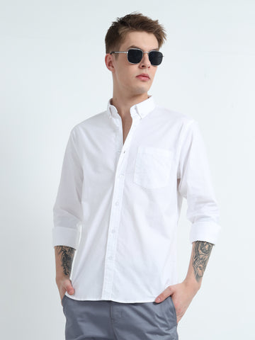 OXFORD PLAIN LYCRA WHITE SHIRT