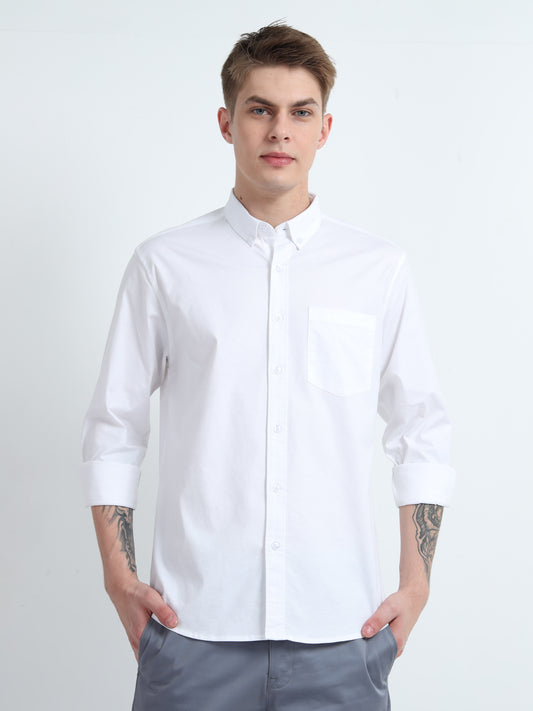 OXFORD PLAIN LYCRA WHITE SHIRT