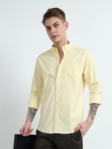 OXFORD PLAIN LYCRA YELLOW SHIRT