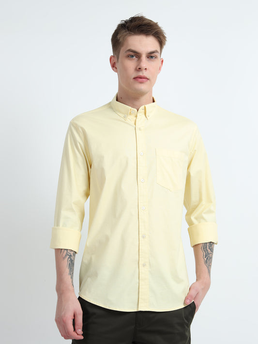 OXFORD PLAIN LYCRA YELLOW SHIRT