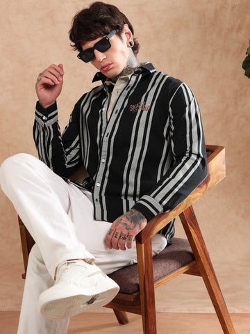 CORDUROY STRIPED BUTTON DOWN COLLAR SHIRT