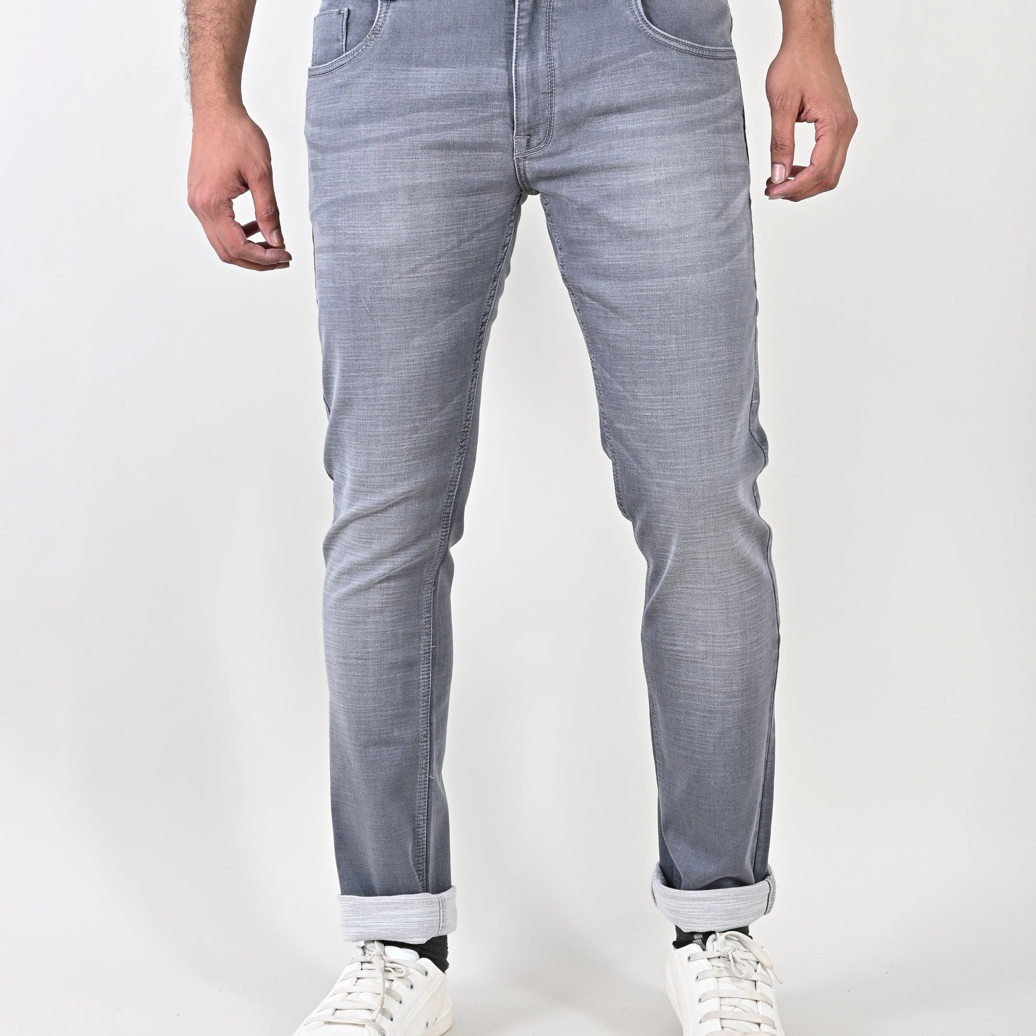 Stretched Knitted Lt Grey Jean