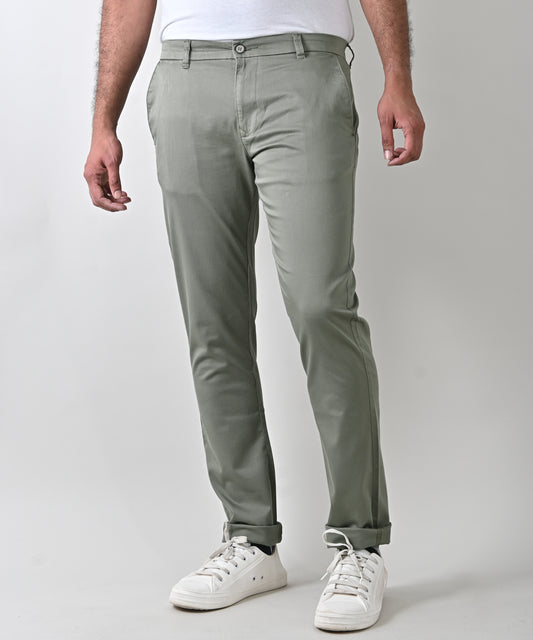 Stretched Cotton Green Trouser