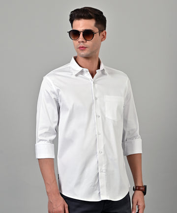 Satin Plain White Shirt