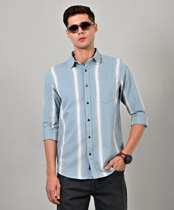 Sky Blue Cord Striped Shirt