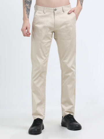 STRETCH BEIGE COLOUR COTTON PANT