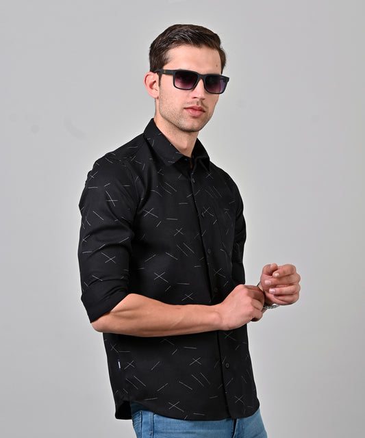 Black Oxford Printed Shirt