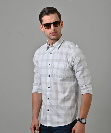 Dobby White Checkered Shirt