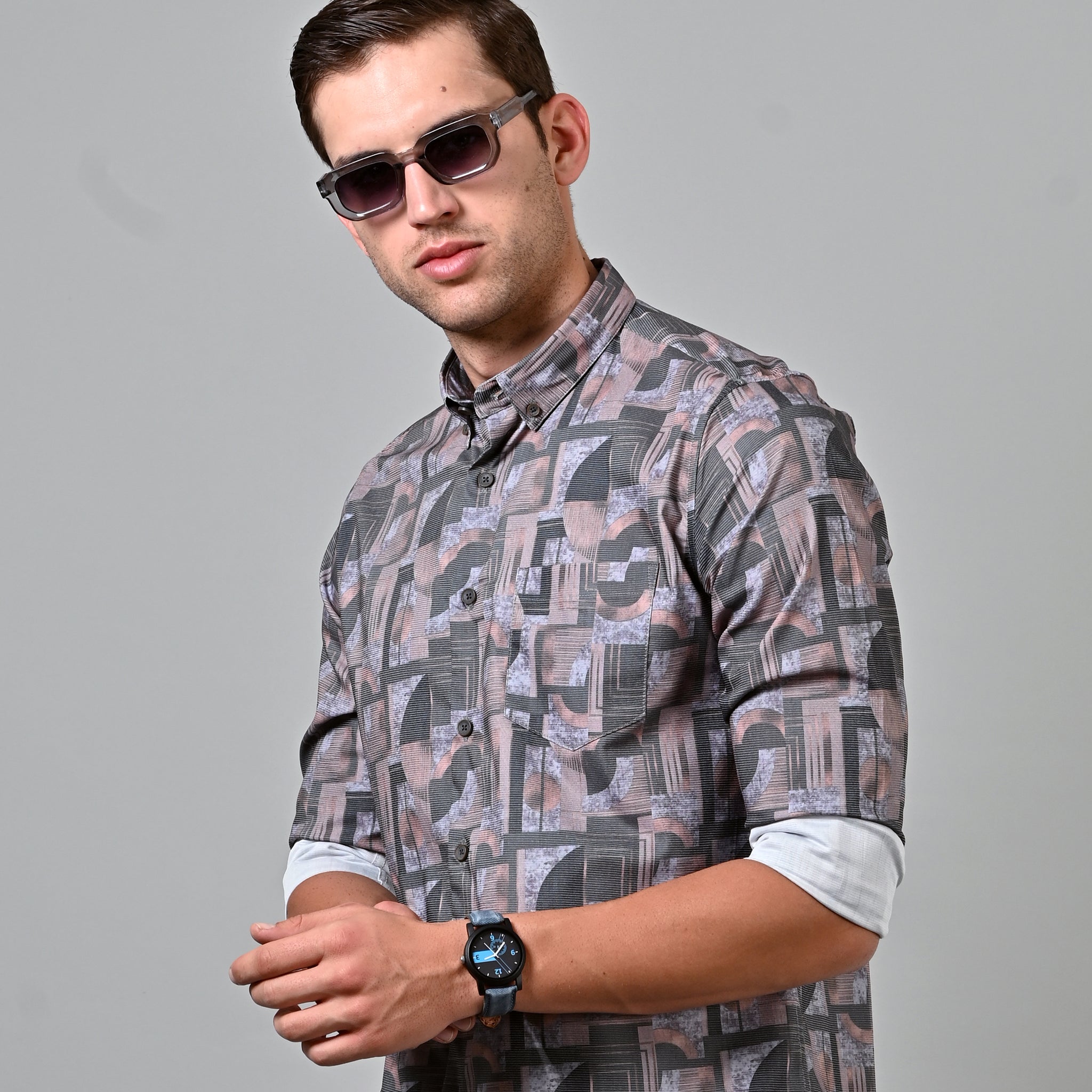 Cord Printed Grey Shirt