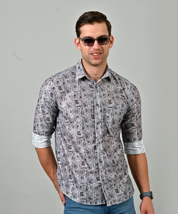 Brown Crochet Printed Shirt