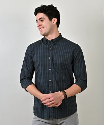 Black Crushed Checkered Shirt