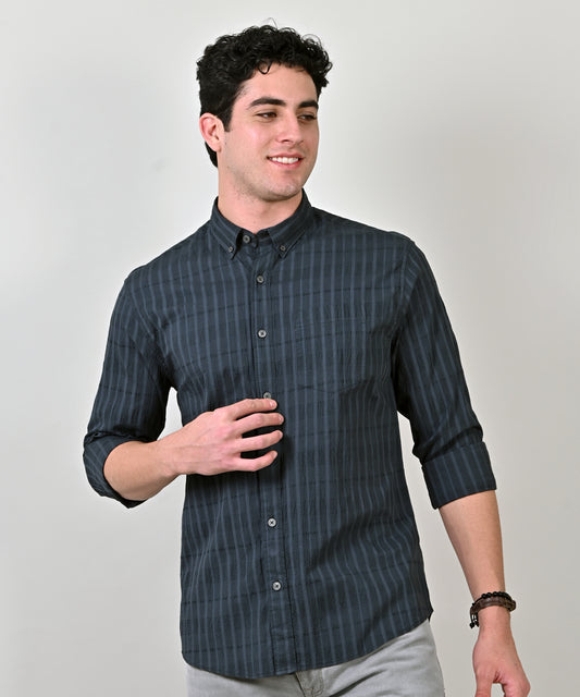 Black Crushed Checkered Shirt