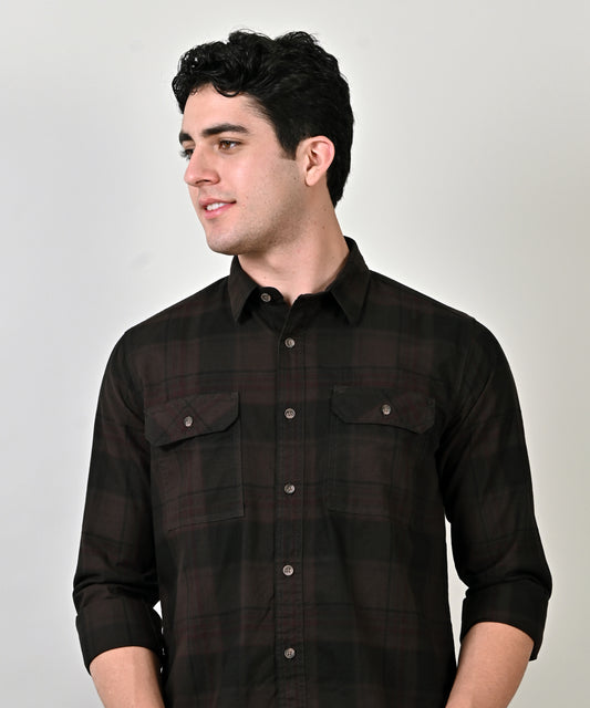 Oxford Brown Checkered Shirt