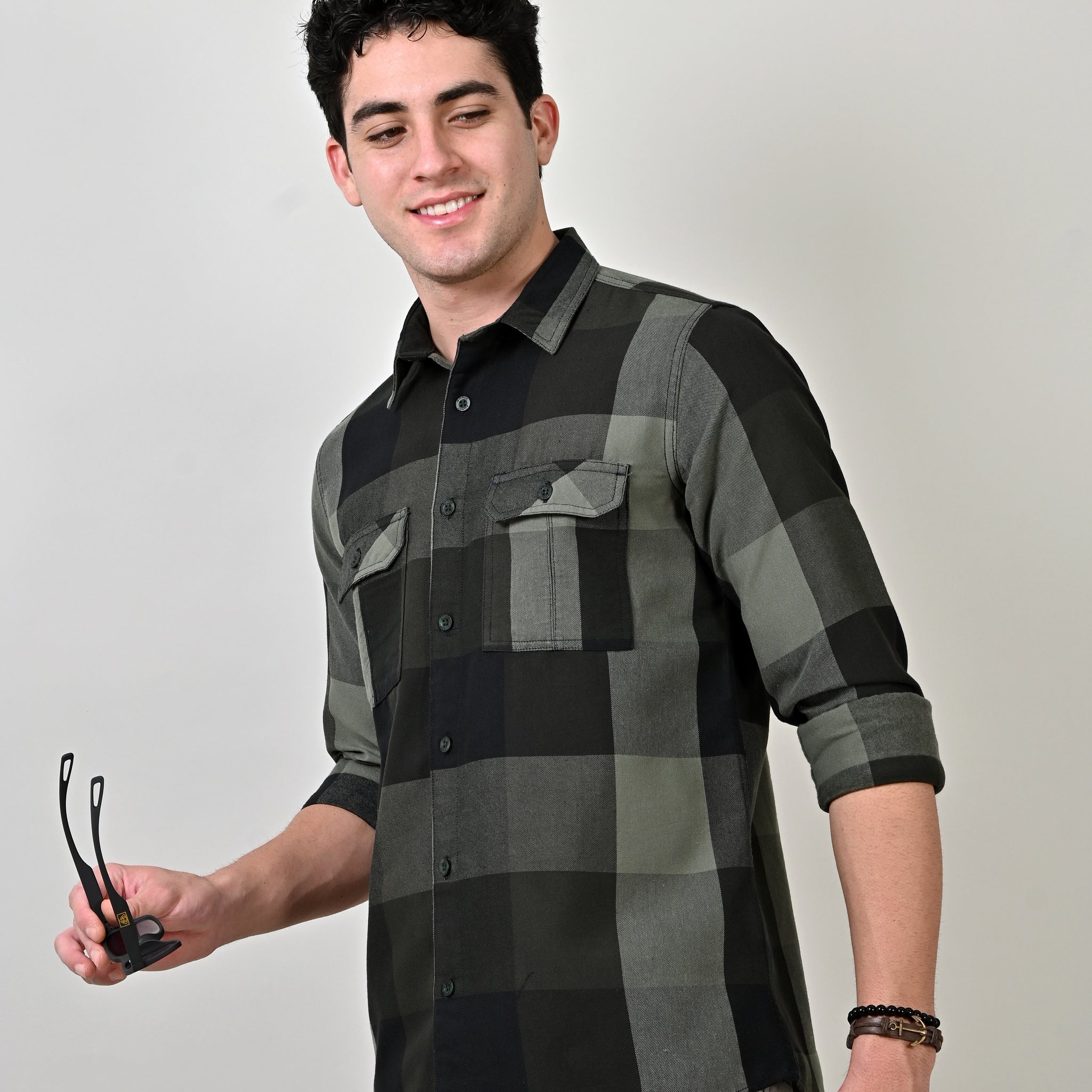 Oxford Brushed Green Checkered Shirt