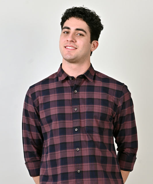 Maroon Oxford Checkered Shirt