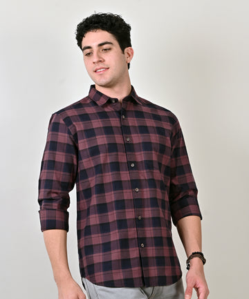 Maroon Oxford Checkered Shirt